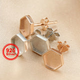 Breast Milk Resin Hexagon Earrings Setting Solid 925 Sterling Silver