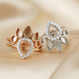 Breast Milk Resin Pear Ring Setting Solid 925 Sterling Silver Plated DIY Ring