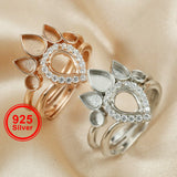 Breast Milk Resin Pear Ring Setting Solid 925 Sterling Silver Plated DIY Ring