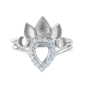 Breast Milk Resin Pear Ring Setting Solid 925 Sterling Silver Plated DIY Ring