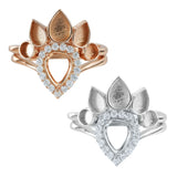 Breast Milk Resin Pear Ring Setting Solid 925 Sterling Silver Plated DIY Ring