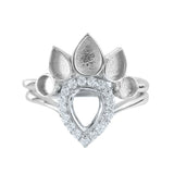 Breast Milk Resin Pear Ring Setting Solid 925 Sterling Silver Plated DIY Ring
