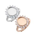 Breast Milk Resin Ring Setting 925 Sterling Silver Rose Plated CZ Stone Bezel