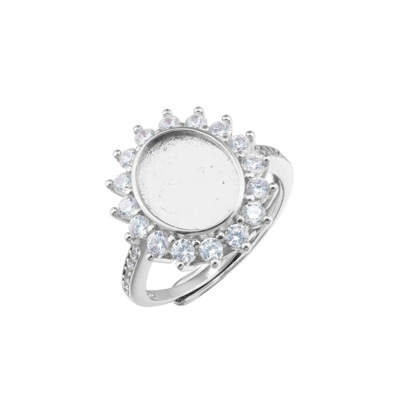 Breast Milk Resin Ring Setting 925 Sterling Silver Rose Plated CZ Stone Bezel