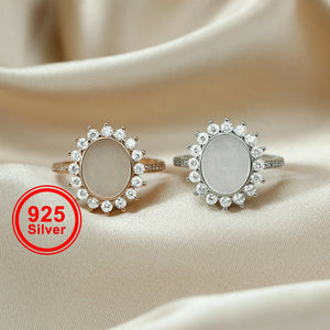 Breast Milk Resin Ring Setting 925 Sterling Silver Rose Plated CZ Stone Bezel