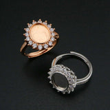 Breast Milk Resin Ring Setting 925 Sterling Silver Rose Plated CZ Stone Bezel