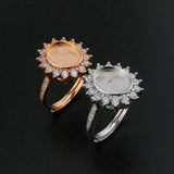 Breast Milk Resin Ring Setting 925 Sterling Silver Rose Plated CZ Stone Bezel