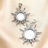 Breast Milk Resin Round Sun Pendant Bezel in 925 Sterling Silver