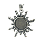 Breast Milk Resin Round Sun Pendant Bezel in 925 Sterling Silver