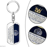To My Badass Son Keychain From Grandma Grandpa Gift