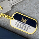 To My Badass Son Keychain From Grandma Grandpa Gift