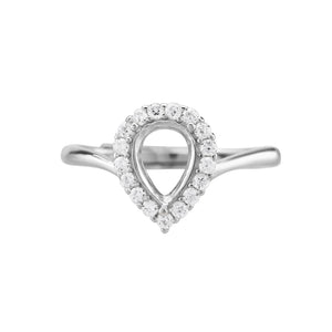 Pear Prong Ring Setting Faceted Gemstone Rose Plated 925 Sterling Silver