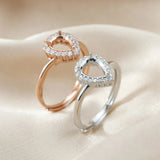 Pear Prong Ring Setting Faceted Gemstone Rose Plated 925 Sterling Silver