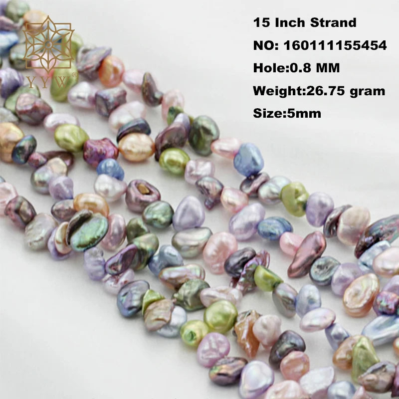 Keishi Cultured Pearl Beads for DIY Jewelry, 5mm, 15 Inch Strand