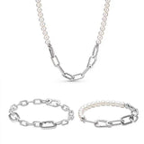 925 Sterling Silver Jewelry Set for Women - DIY Bead Necklace Bracelet Earrings