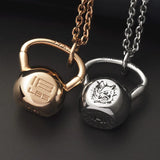 Kettlebell Necklace with Rhinoceros Logo Pendant