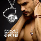 Kettlebell Necklace with Rhinoceros Logo Pendant