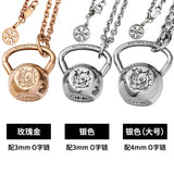 Kettlebell Necklace with Rhinoceros Logo Pendant