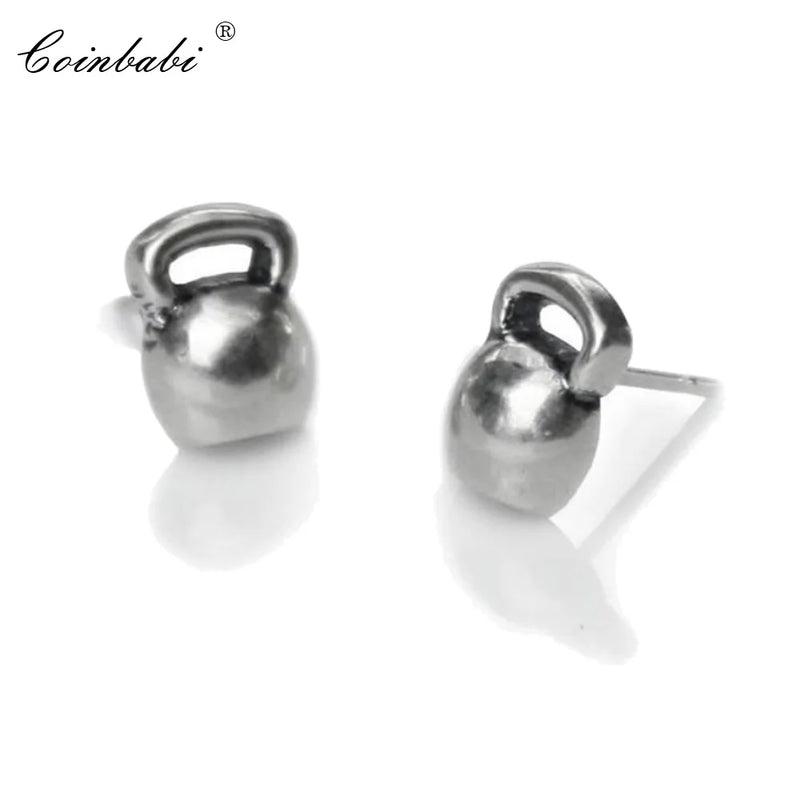 Kettlebell Studs Earrings, 925 Sterling Silver Jewelry