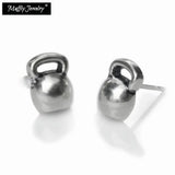 Kettlebells Stud Earrings, Fitness Gym Jewelry, 925 Sterling Silver