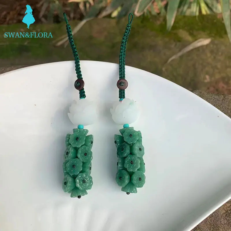 Dongling Jade Key Chain - Beautiful Natural Stone Charm for Keys or Bags