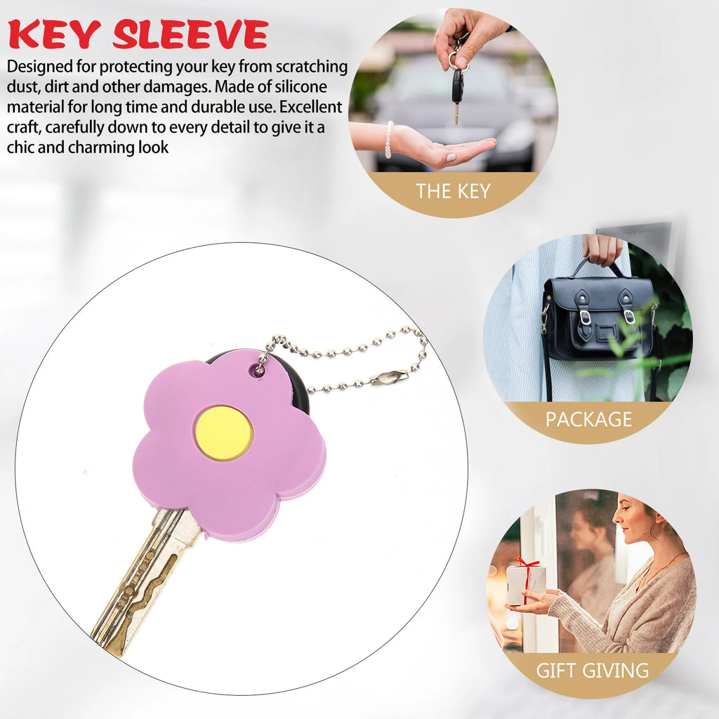 Silicone Flower Key Cover Cap Rings - Car House Protector