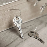 Vintage 925 Sterling Silver Key Dangle Earrings Punk Jewelry