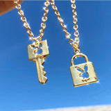 Key Lock Choker Necklaces Animal Pendant Unisex Charm Jewelry Gift