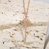 S925 Sterling Silver Zircon Key Necklace Women Jewelry Gift