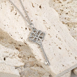 S925 Sterling Silver Zircon Key Necklace Women Jewelry Gift