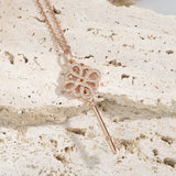 S925 Sterling Silver Zircon Key Necklace Women Jewelry Gift