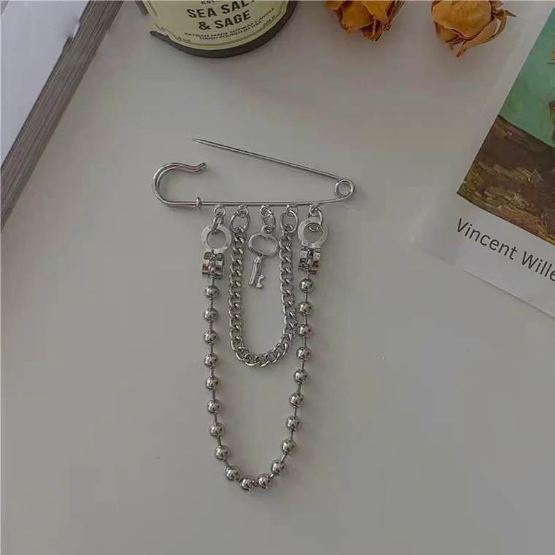 Key Pendant Brooch Baroque Brooches Punk Gothic Harajuku Jewelry
