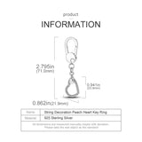 925 Sterling Silver Round Dangle Keychain Charm Holder