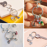 925 Sterling Silver Round Dangle Keychain Charm Holder