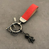 Astronaut Pendant Key Chain Leather Ring Ornaments for Men and Women