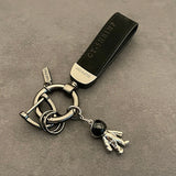 Astronaut Pendant Key Chain Leather Ring Ornaments for Men and Women