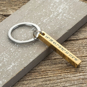 Personalized Stainless Steel Keychain with Date Letters
