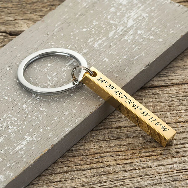 Personalized Stainless Steel Keychain with Date Letters