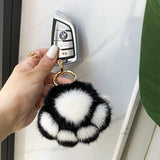 Kitten Claw Mink Fur Ornament Plush Bag Charm Key Chain Pendant