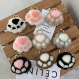 Kitten Claw Mink Fur Ornament Plush Bag Charm Key Chain Pendant