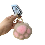 Kitten Claw Mink Fur Ornament Plush Bag Charm Key Chain Pendant