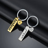Heart Letter Round Engrave Stainless Steel Keychain Family Lover Birthday Gift