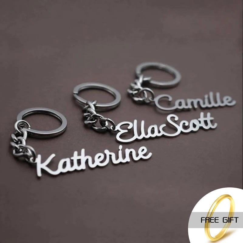 Personalized Name Keychain Stainless Steel for Women Men Birthday Gift