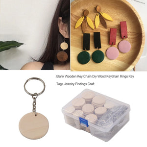 Wooden Blank Keychain Double Side Key Ring Holder Engraving Carving
