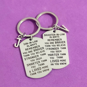 Letter Keychain for Car Keys Military Tags Creative Keyring A-Z Stainless Steel