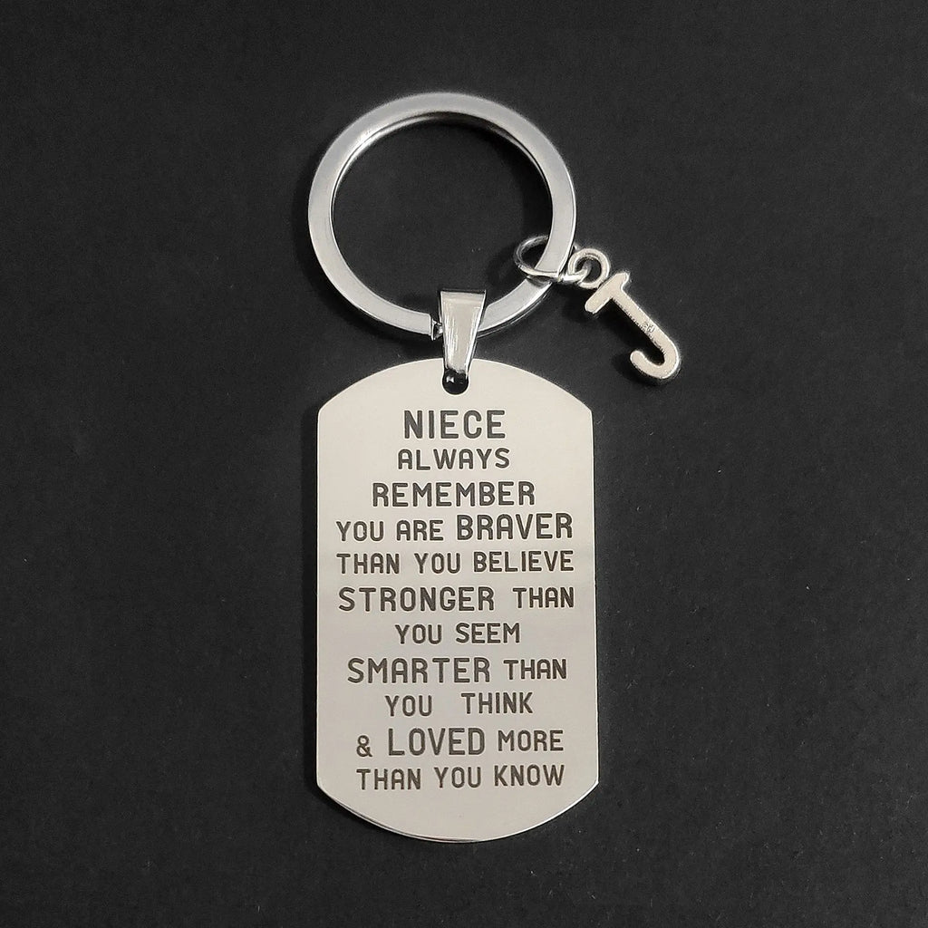 Keyring Lettering Keys Holder Stainless Steel Nephew Niece Ornaments
