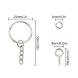 Keychain Chain Kit with Screw Eye Pins Metal Split Rings Set