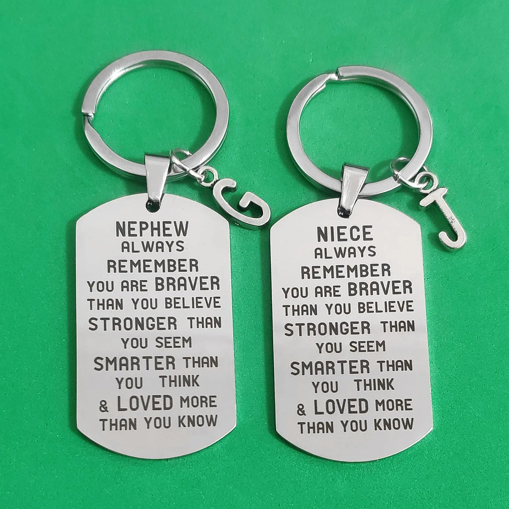26 Letters Keyring Nephew Niece Lettering Birthday Stainless Steel