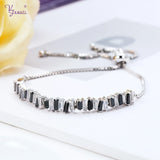 Adjustable Tennis Bracelet Multicolour CZ Stone Silver Woman Jewelry