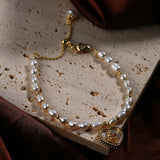 Kfvanfi Copper Jewelry Love Fower Rabbit Cultured Pearls Ladies Bracelet